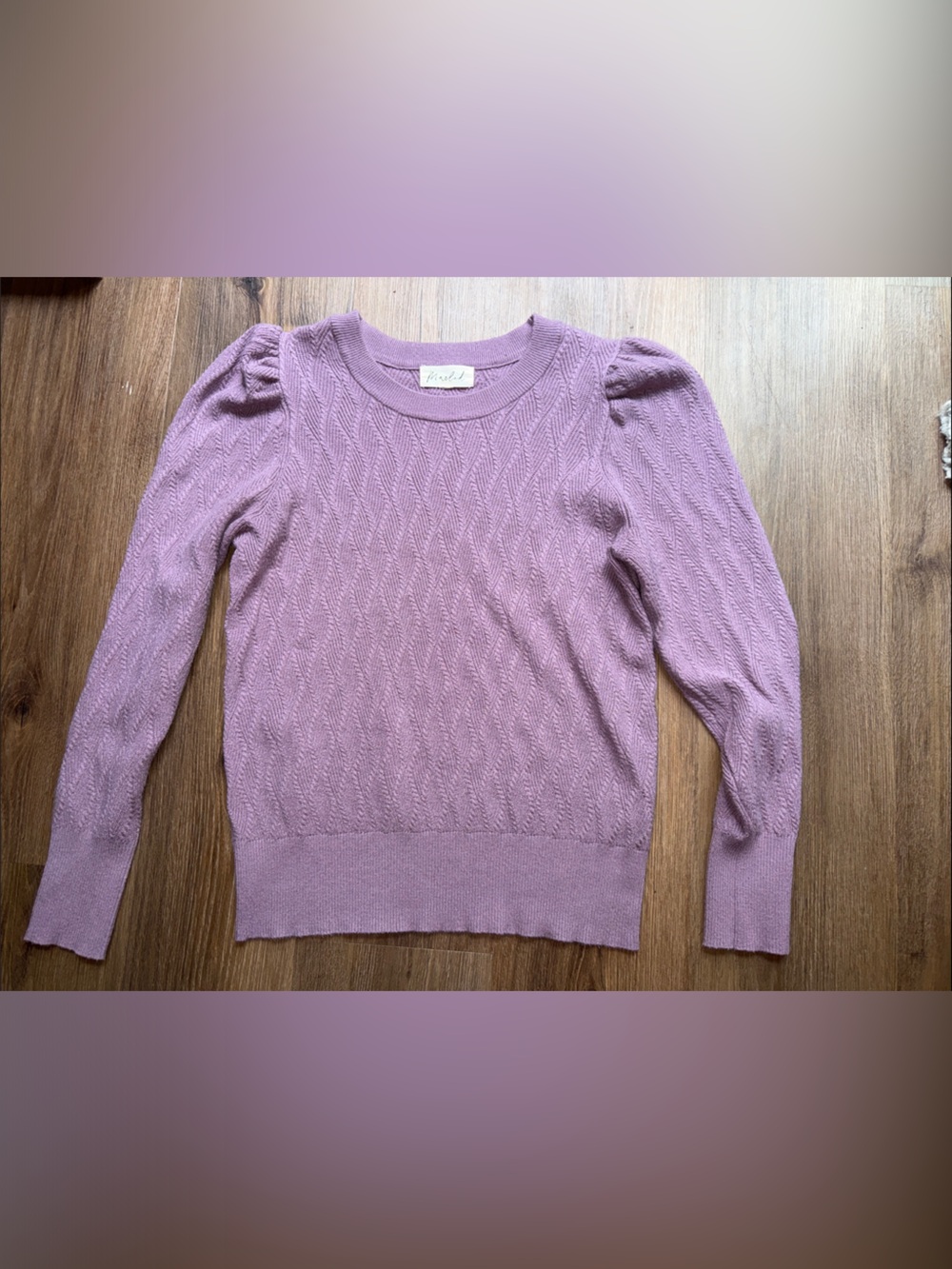 Marled Lavender Cable Knit Crewneck Sweater